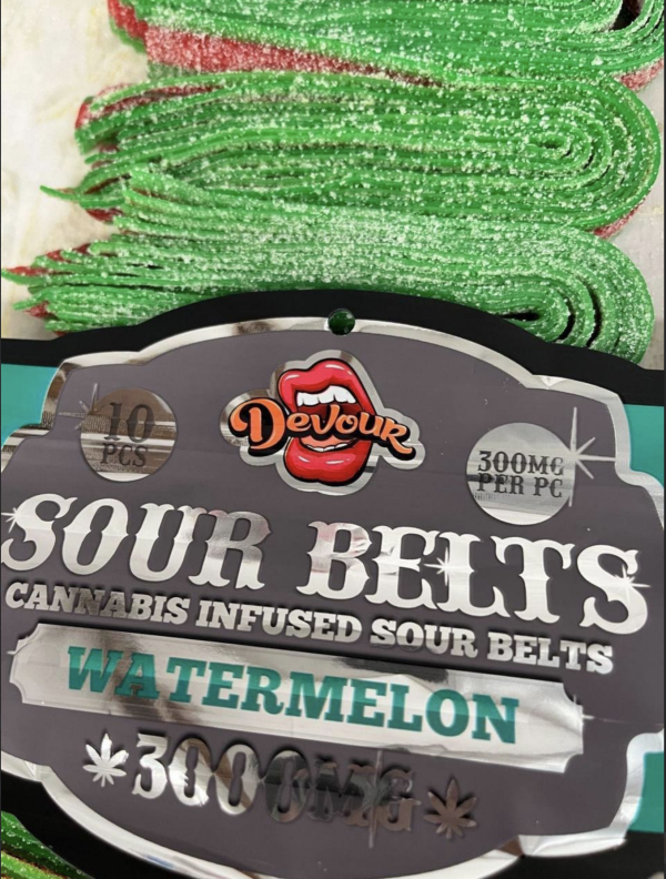 Devour Sour Belts 300mg THC Gummies