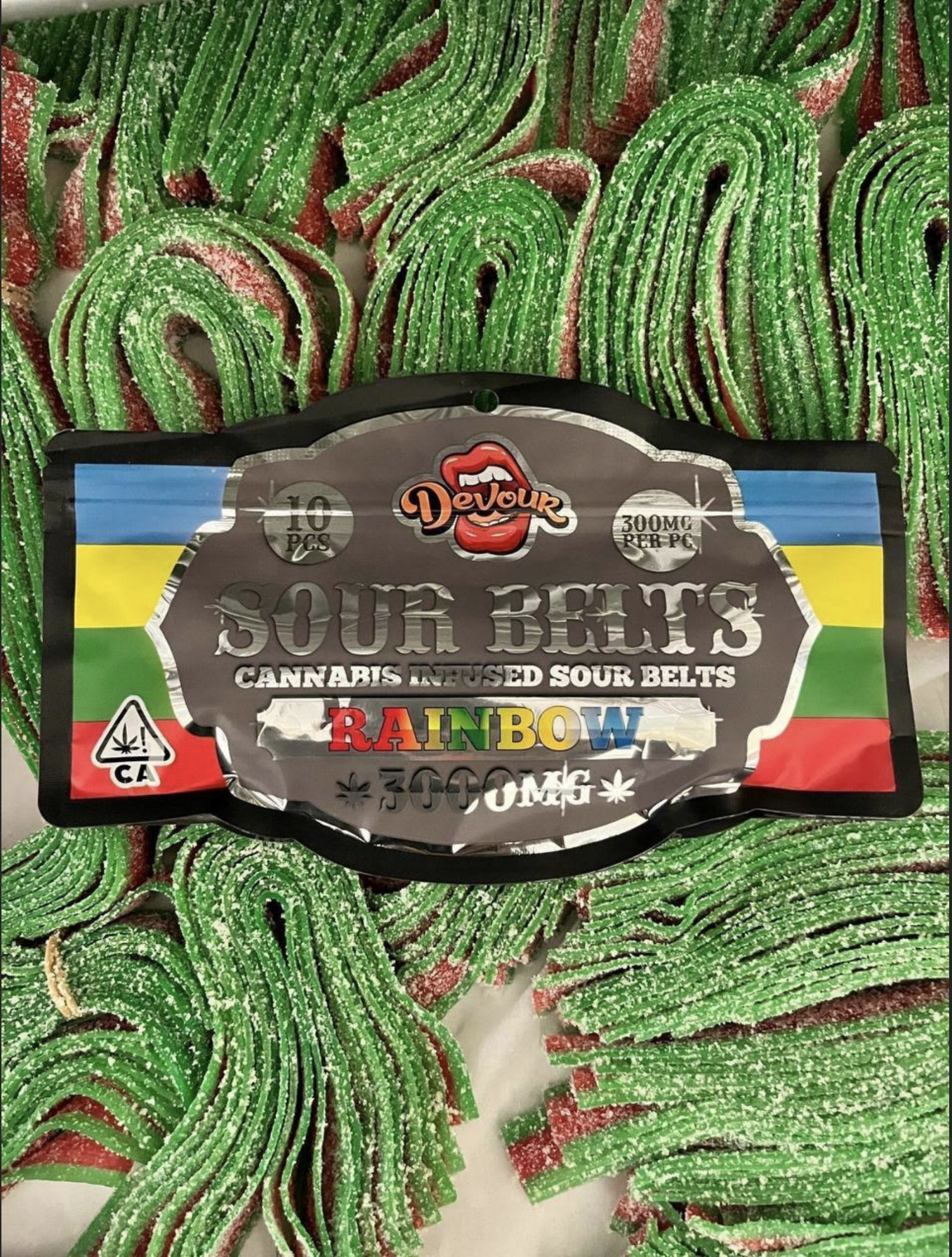 Devour Sour Belts 300mg THC Gummies