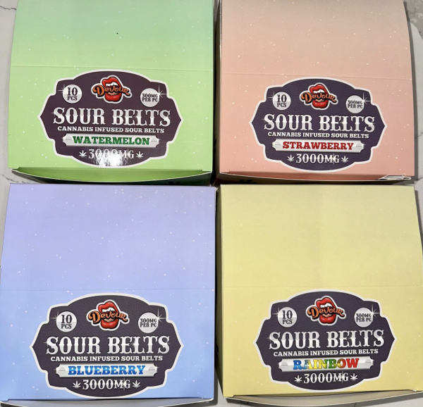 Devour Sour Belts 300mg THC Gummies